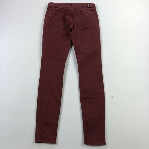 7 For All Mankind Womens 27 Red The Skinny Jeans - Picture 3 of 7